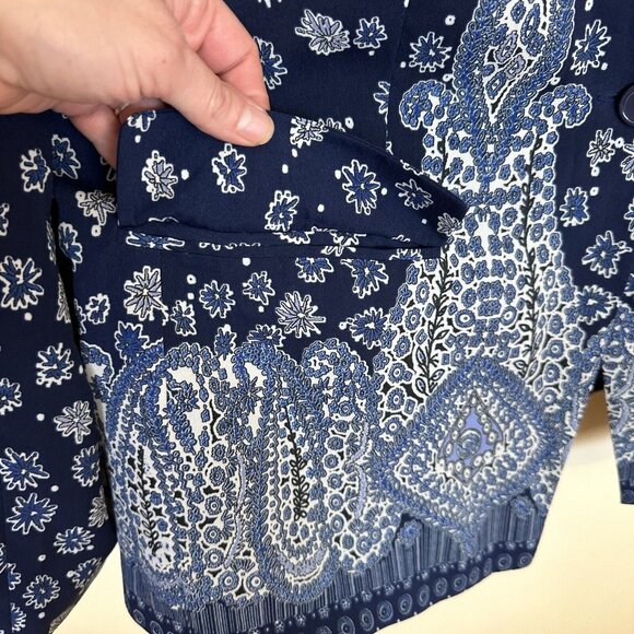 Eloquii by The Limited Womens Navy Blue Paisley Lightweight 1 Button Blazer 16W - Picture 4 of 14